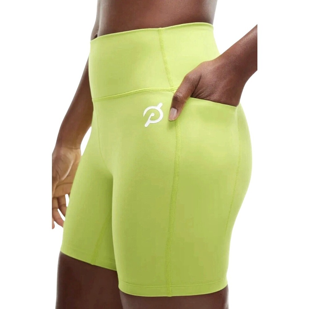Peloton High Rise Pocket Bike Shorts Women's Medium Neon Yellow EUC